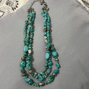 Turquoise and silver necklace by Chicos